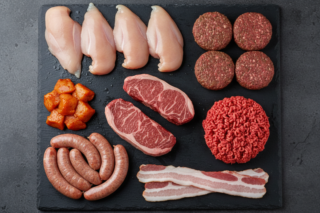 make the bacon unsmoked not streaky and four burgers